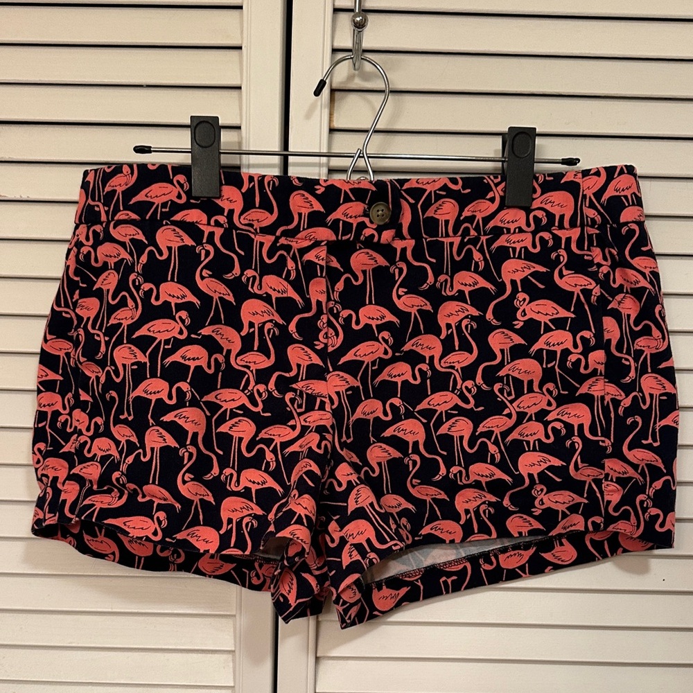 J Crew Women's Size 10 Flamingo Print Shorts Navy & Pink